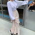 Ladies Floral Print Frill Side Slit Long Skirts
